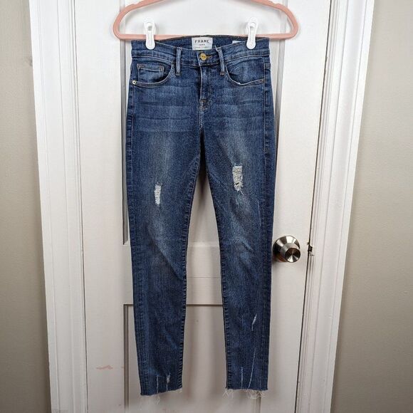 Frame | Women's Distressed Le Skinny De Jenne Mid Rise Jeans Size 26 - Picture 1 of 7